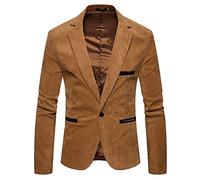 Uomini Autunno Inverno Top casual Velluto a coste Sottile Manica Lunga Cappotto Vestito Giacca Top Camicetta Solido Pulsante Cappotto Giacche Giacca City Uomo, cachi., L