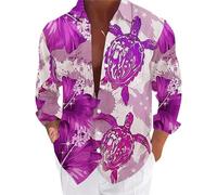 Uomini Camicie Maniche Lunghe Stampato Leger Camicie Classico Hawaiano Traspirante Colletto Casual Camicia Casual Uomo Regular Fit Spiaggia Camicia, malva, 4X-Large