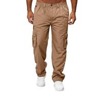 Uomini Cargo Pantaloni Casual Tinta unita Tasca Pantaloni Moda Tuta Spiaggia Gamba Dritta Fitness Sport Tasche Pantaloni Mens Nero Cargo Pantaloni, cachi, XXL