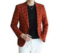 Uomini Casual Blazer Giacche Business Sport Cappotto Elegt Formale Business Solido Monopetto Outwear, Orange, 5XL(60)