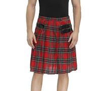Uomini Colore Giuntura Scozzese Kilt Uomini Kilt Tradizionale Tartan Irlandese Gotico Gonna a Pieghe Tartan Kilt Individualità Vintage Tattico Cargo Kendo Kilt, Y2 rosso, S