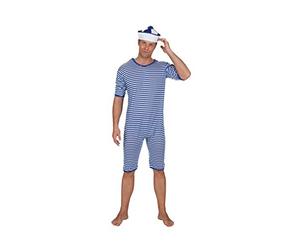 Uomini costume da bagno, taglia L, a strisce blu e bianca spiaggia di Carnival Beach Party