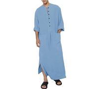 Uomini Cotone Lino Caftano Abiti Musulmani Uomo Uomo Casual Kaftan Thobe