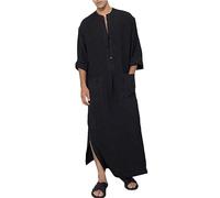 Uomini Cotone Lino Caftano Abiti Musulmani Uomo Uomo Casual Kaftan Thobe