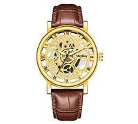 Uomini di affari di lusso moda uomo orologio al quarzo uomo inferiore Hollow imitazione orologio meccanico uomo orologio da cintura intelligente per bambini orologio educativo, marrone, misura unica