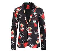 Uomini di Natale Pupazzo di neve Cartone animato stampato Costume Autunno e Inverno Caldo Moda Pulsante Manica Lunga Giacca Casual Jeans Uomo senza, Le Noir, M
