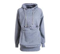Uomini Donne Pet Pouch Hoodie Manica Lunga Grande Canguro Tasca Pullover Cat Puppy Holder Felpa Con Cappuccio - grigio - Large
