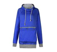 Uomini Donne Pet Pouch Hoodie Manica Lunga Grande Canguro Tasca Pullover Cat Puppy Holder Felpa Con Cappuccio - blu - Large