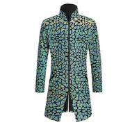 Uomini Doppio Lato Paillettes Colorate Abito Lungo Blazer Sfumato Paillettes Cappotto Stage Singer Costume Giacca Lucida, EN8, L