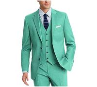 Uomini Due Pulsanti Business Suit Single Breasted Peak Label Abito Da Sposa Sposo Smoking Giacca Pantaloni Gilet Set, Verde menta, 58