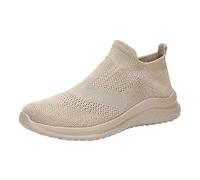Uomini e Donne Scarpe Sportive Coppia Stile Semplice Maglia Solida Traspirante Confortevole Antiscivolo Morbida Suola Casual Slip On Scarpe Outdoor Scarpe Uomo Impermeabile Largo, cachi, 42 EU