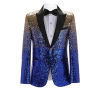 Uomini Elegante Paillettes Brillanti Blazer Festa Tuxedo Giacca Paillettes Lucido Blazer per gli Uomini, blu, M
