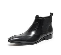Uomini Formale Chelsea Boot Formale Business Uniforme Scarpe da Sera Moda Stivaletti Slip on per Gentiluomo,Nero,38
