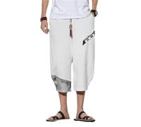 Uomini Harem Pantaloni Joggers Stile Harajuku Pantaloni al polpaccio Uomini Estate Allentato Casual Pantaloni Uomo Donna Nuovo Streetwear, bianco, M