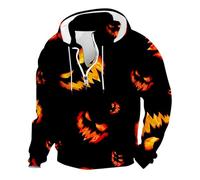 Uomini In Costume Di Halloween Nero Stampato Felpe Con Cappuccio Per Gli Uomini Uk Stampa A Colori Felpa Manica Lunga Pullover Jack-O'-Lantern Zucca Felpe Mezza Zip Con Cappuccio 1/4 Zip Costumi
