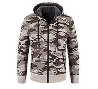 Uomini Inverno Camuffamento Moda Maglione Manica Lunga Più Velluto Spesso Con Cappuccio Giacca Caldo Cardigan Giacca Felpe Cappuccio Nero per gli Uomini Con Cerniera Alto, beige, XXL