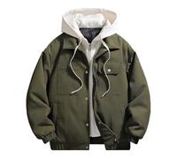 Uomini Inverno Ricamo Falso Due Pezzi Con Cappuccio Pane Tuta Coppia Piumini E Cappotti, Esercito En8, L