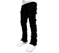 Uomini Magro Strappato Jeans Slim Fit Denim Pantaloni Y2k Goth Harajuku Emo Jeans Pantaloni (B01-02,M)