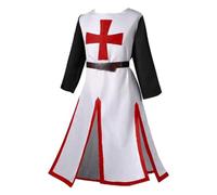 Uomini medievali crociati templari tunica costumi vichinghi tunica tempio carnevale carnevale LARP cospaly gonna a armi elastico vita medievale abito cavaliere tempio, O rosso 3, L