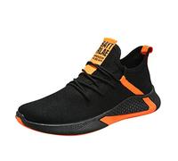Uomini Moda Scarpe Sportive Morbido Mesh Lace-Up Traspirante Fondo Casual Uomo Sneaker Solette Uomo, Arancione, 42 1/3 EU