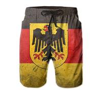 Uomini Pantaloncini da Bagno, German Flag with The German, Leggeri Swim Shorts Leisure Pantaloncini da Mare per Surf Vacanza Piscina S