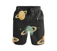 Uomini Pantaloncini da Mare, Space Planet, con Fodera A Rete Costume da Bagno Stampato Pantaloncini da Bagno per Piscina Surf Nuoto S