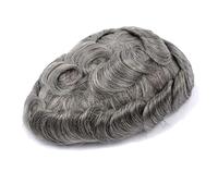 Uomini Pelle Toupee 0.12Mm Durevole Pieno Pu Parrucca Per Naturale Maschio Capelli Protesi 100% Capelli Umani 30MM Onda Toupee 8x10 # 130density#Colore 1B65