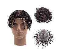 Uomini Protesi for capelli da uomo, trecce all'uncinetto intrecciate 6 pollici, toupet con dreadlock iniettato su tutta la pelle, umani Acconciatura(2#,7x9)