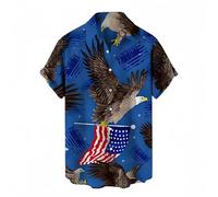 Uomini Retro American Postal Timbre Pattern Button Up Camicia Vintage USA Bandiera e francobollo Stampa Manica corta Casual Hawaiian Camicia Patriotic Summer Beach Aloha Camicia per collezionisti
