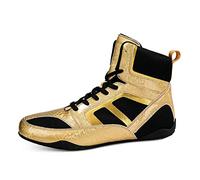 Uomini Scarpe da Wrestling Ligthweight Traspirante Boxe Formatori Non Slip Bodybuilding Fitness Sneakers Adolescenti Boxe Stivali,d'oro,44 EU