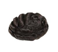 Uomini Sistema di capelli umani indiani, protesi capillare da uomo, toupee in pelle PU 0,12 mm, invisibile Acconciatura(2 - Darkest Brown,8x10)