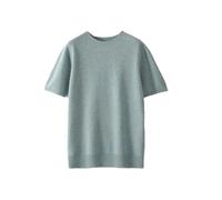 Uomini Slim Fit Maglione Lavorato A Maglia Uomo Tinta Unita O-Collo T-Shirt Business Casual Manica Corta Maglione, Luce EN8, XXL