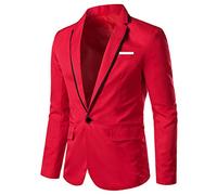 Uomini Stile Casual Solid Blazer Business Wedding Party Outwear Costume Top Uomo Alto, rosso, L