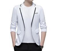 Uomini Un Pulsante Business Lavoro Blazer Giacca Vestito per Affari Matrimonio Prom Regolare Fit Giacche Tuta Blazer, bianco, 4XL