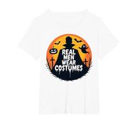 Uomini Veri Indossano Costumi: Spettrale Appassionato di Halloween Maglietta, Donna Plus-Size, Bianco, 1X