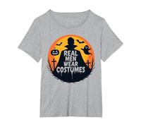 Uomini Veri Indossano Costumi: Spettrale Appassionato di Halloween Maglietta, Donna Plus-Size, Grigio Melange, 1X
