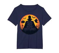 Uomini Veri Indossano Costumi: Spettrale Appassionato di Halloween Maglietta, Donna Plus-Size, Navy, 1X