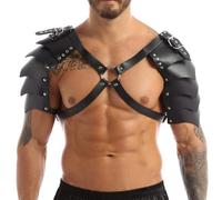 Uomini vichinghi guerriero armatura spalla in pelle PU cavaliere medievale pettorale imbracatura regolabile gladiatore spalla pagdron armatura steampunk spalla pad braccio guardie Halloween Cosplay