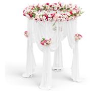 UOMIO Cornice rotonda per arco di matrimonio, per palloncini e fiori, 230 cm x 150 cm, in metallo bianco, per cerimonie, laurea, decorazione per piante rampicanti