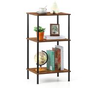 UOMIO Tavolino alto a 3 ripiani, industriale rustico marrone, di fascia alta con ripiani in legno, salvaspazio per soggiorno, comodino piccolo per camera da letto, facile da montare (40 x 32 x 76,5 cm