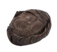 Uomo 0,03 mm Pelle non sottile Capelli maschili Toupee Uomini Protesi Capillare Remy umani Parrucche naturali da uomo Protese Capilar Masculina Toupet(Medium Brown)