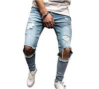 Uomo 0 Pantaloni Pantaloni Jeans per Uomo Denim Cowgirl Strappato Autunno Estate 0 Moda, Y-923 Blu Reale Chiaro, M
