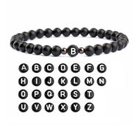 Uomo 1 pezzo Braccialetto con perline con dettaglio lettera L,M,S,H,A,T,O,X,B,C,D,E,F,G,I,J,K,N,P,Q,R,U,V,W,Y,Zvetro