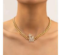 Uomo 1 pezzo Collana pendente hip hop Zinco con strass lettere corona per donne per decorazione quotidiana L,M,S,H,A,T,O,X,B,C,D,E,F,G,I,J,K,N,P,Q,R,U,V,W,Y,ZLega di zinco