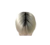 Uomo 100% capelli umani Ombre Microskin protesi for maschili 0.08MM doppio annodato capillare da uomo parrucchino parrucche for Toupet(Dark Root Blond,Straight)