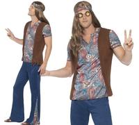 Uomo 1960s 60s Hippy Costume Uomo 60's Hippie Vestito Da Smiffys