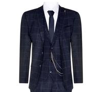 Uomo 3 Pezzi Lana Abito Blu Navy Tweed Quadri Peaky Blinders 1920 Gatsby Formale