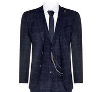 Uomo 3 Pezzi Lana Abito Blu Navy Tweed Quadri Peaky Blinders 1920 Gatsby Formale