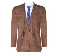 Uomo 3 Pezzi Lana Abito Quercia Tweed Marrone Pesce Quadri Peaky Blinders Gatsby