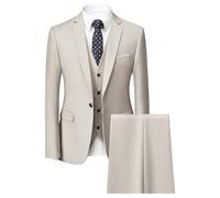 Uomo 3 pezzi Set Vestito Colore Solido Abito Business Giacca con Pantaloni Set Abito da Sfera Festa di Nozze per gli Uomini, arancione, XL